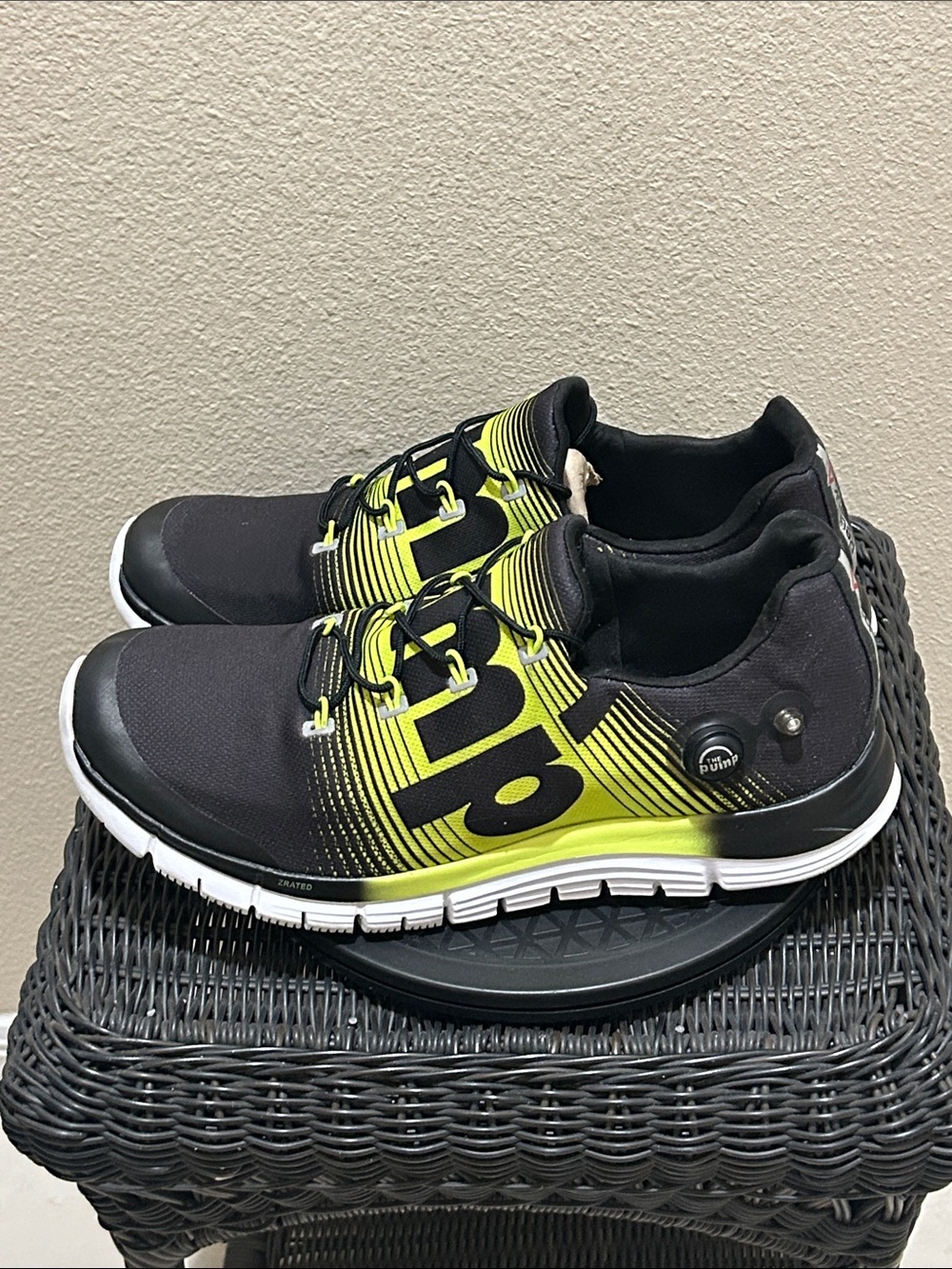 Reebok Black and Neon Yellow Athletic Shoes